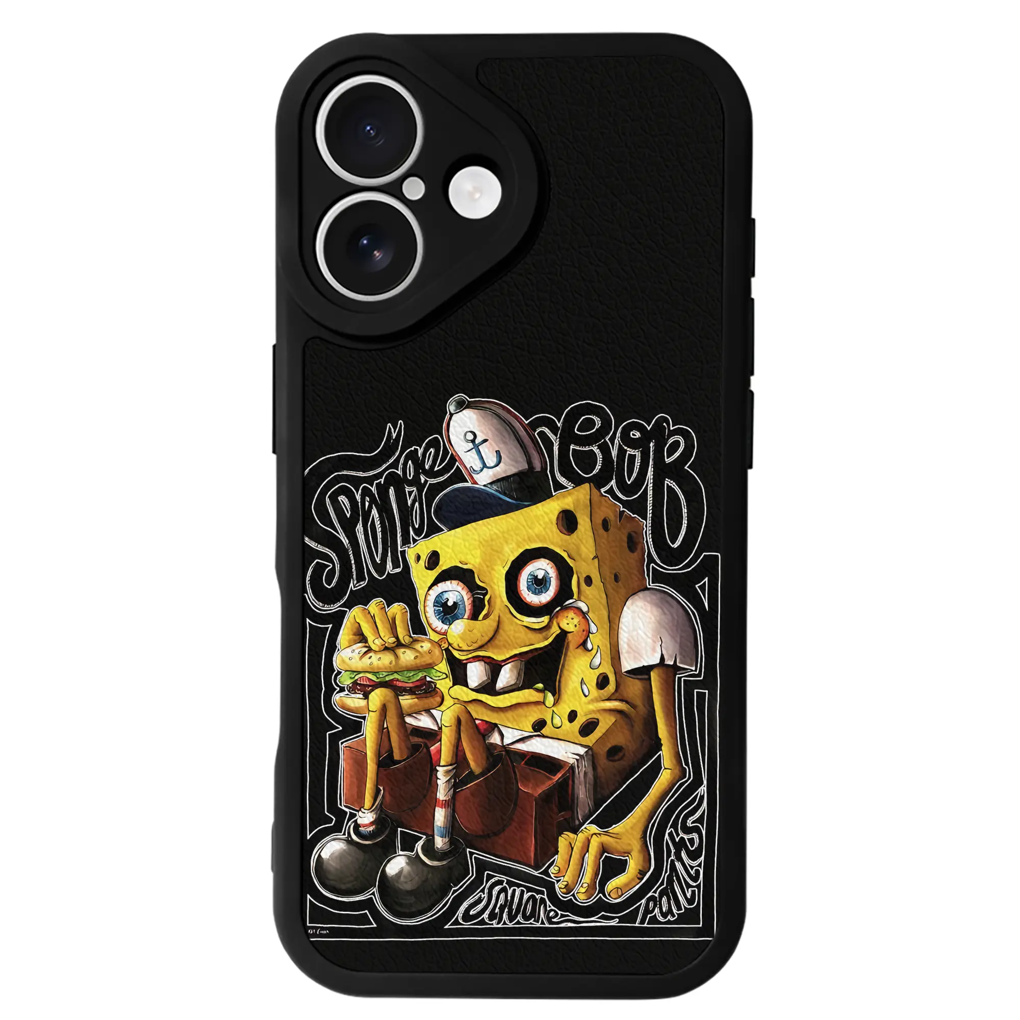 スポンジボブ グッズ スポンジボブ - IPhone 16シリーズ対応 ・ シリコンスマホケース ・ レザー調 ・ 高精度フィット ・ 耐衝撃 ・ ワイヤレス充電対応 ・ 精密カット